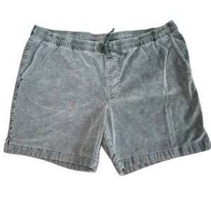 ROWM Drawstring Shorts Mens XL Gray Green Corduroy Elastic Waist Summer Beach